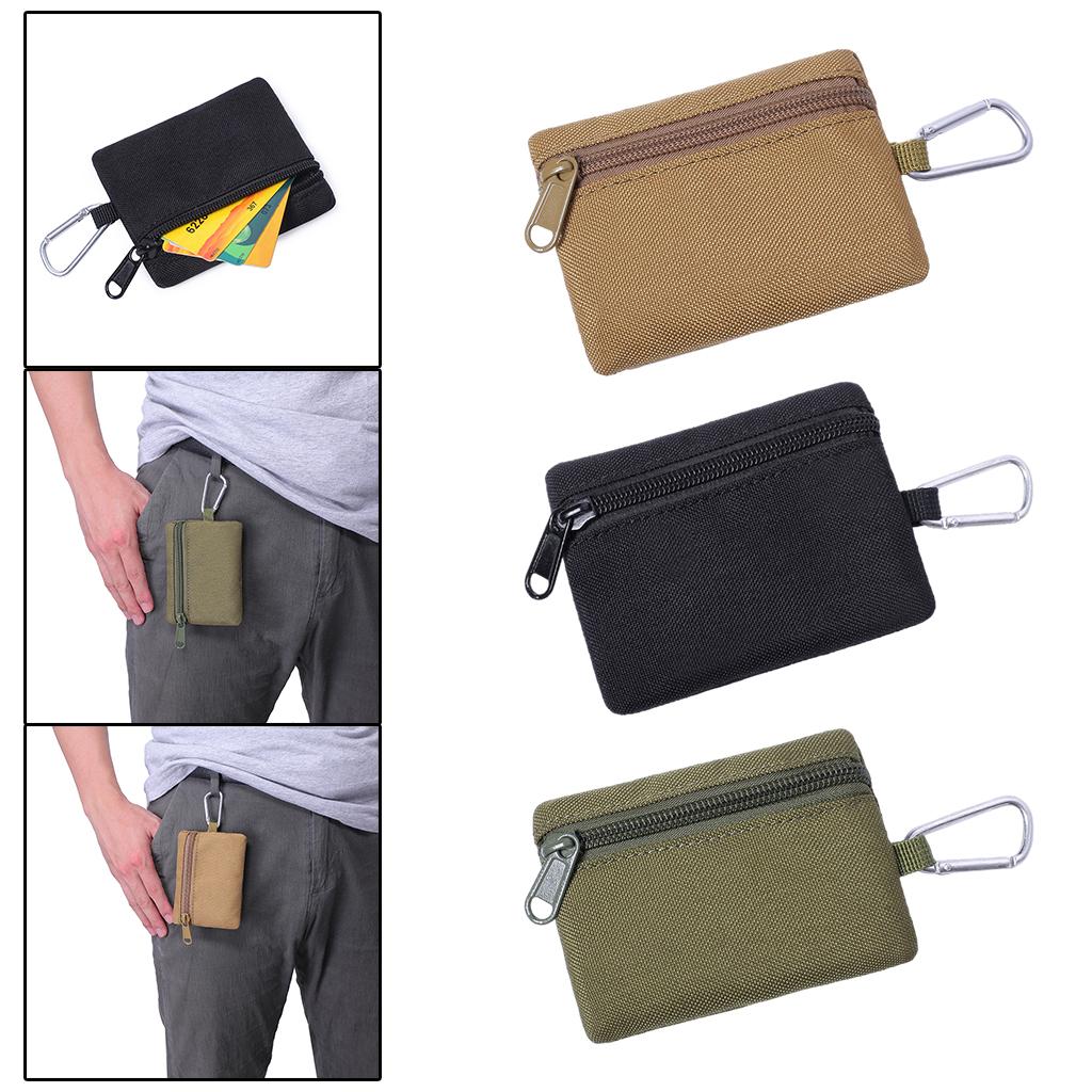 Multi-purpose Money Wallet Bag Change Purse Key Pouch with Zipper Minimalist Black