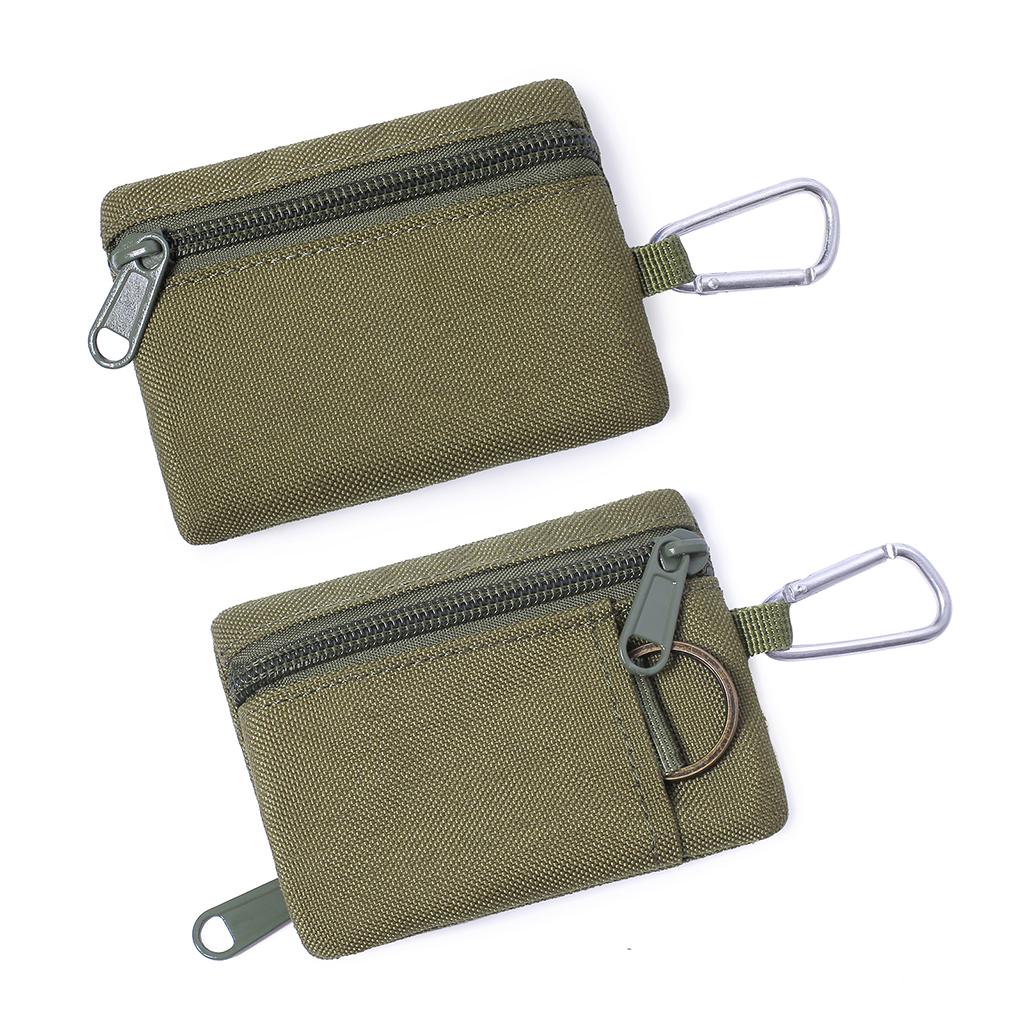 Multi-purpose Money Wallet Bag Change Purse Key Pouch with Zipper Minimalist Green
