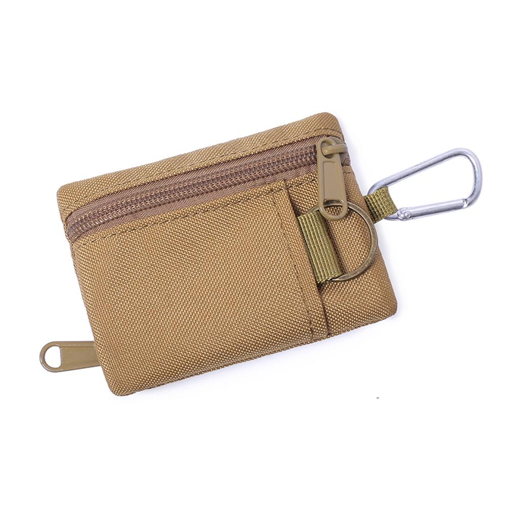 Multi-purpose Money Wallet Bag Change Purse Key Pouch with Zipper Minimalist Brown