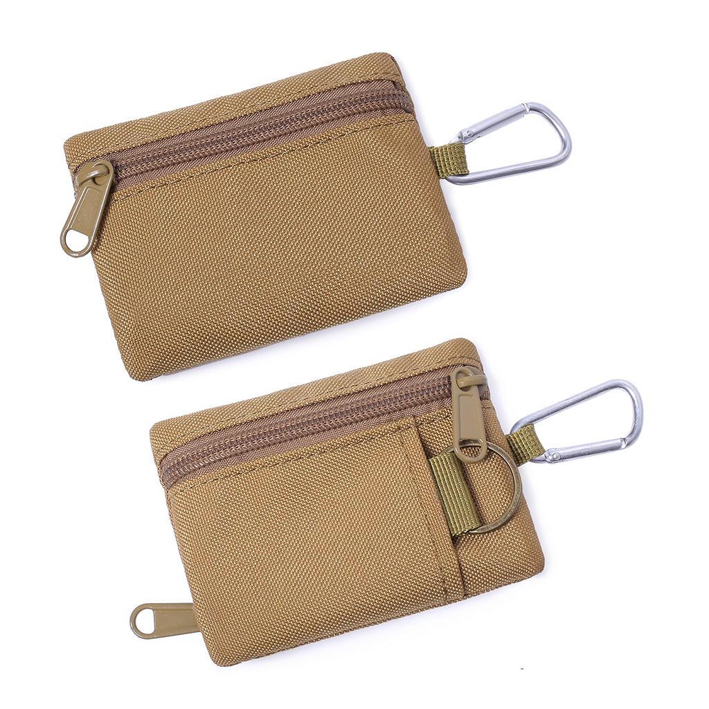 Multi-purpose Money Wallet Bag Change Purse Key Pouch with Zipper Minimalist Brown