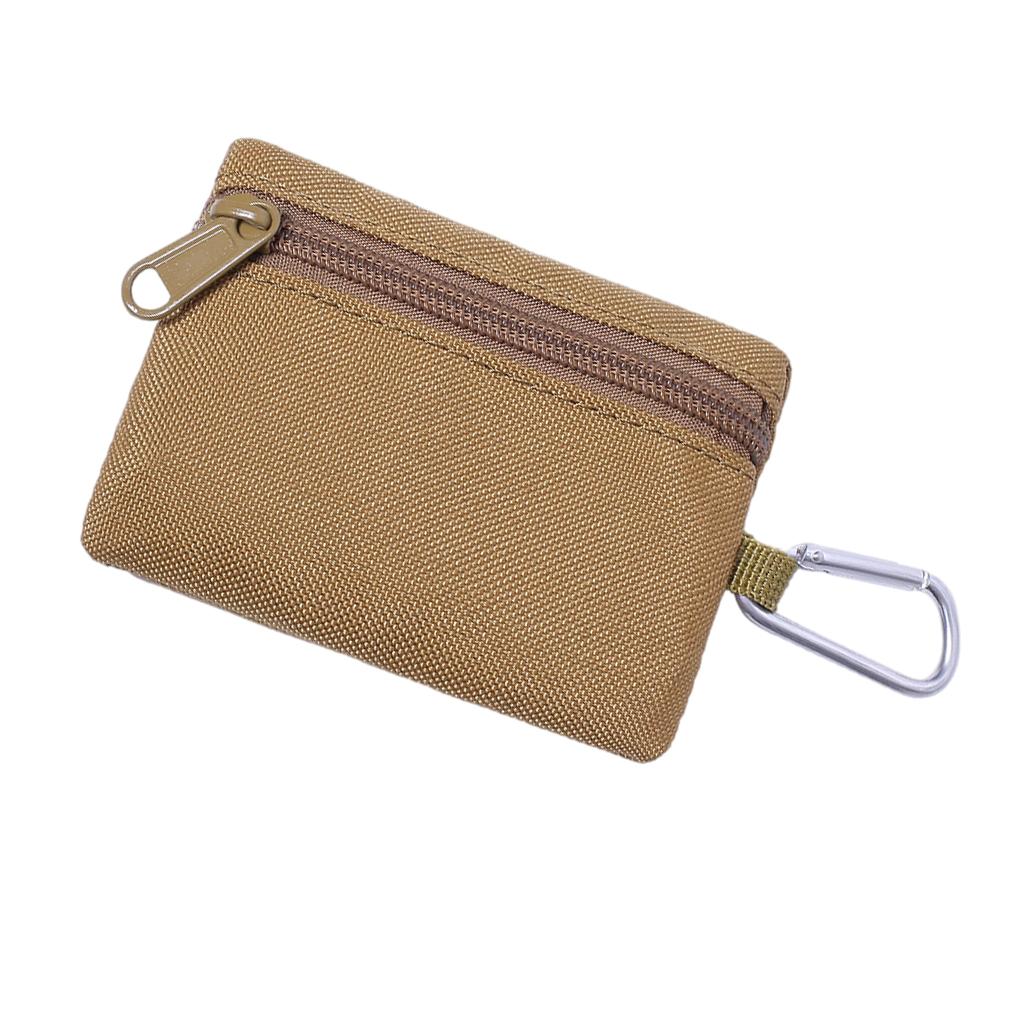 Multi-purpose Money Wallet Bag Change Purse Key Pouch with Zipper Minimalist Brown