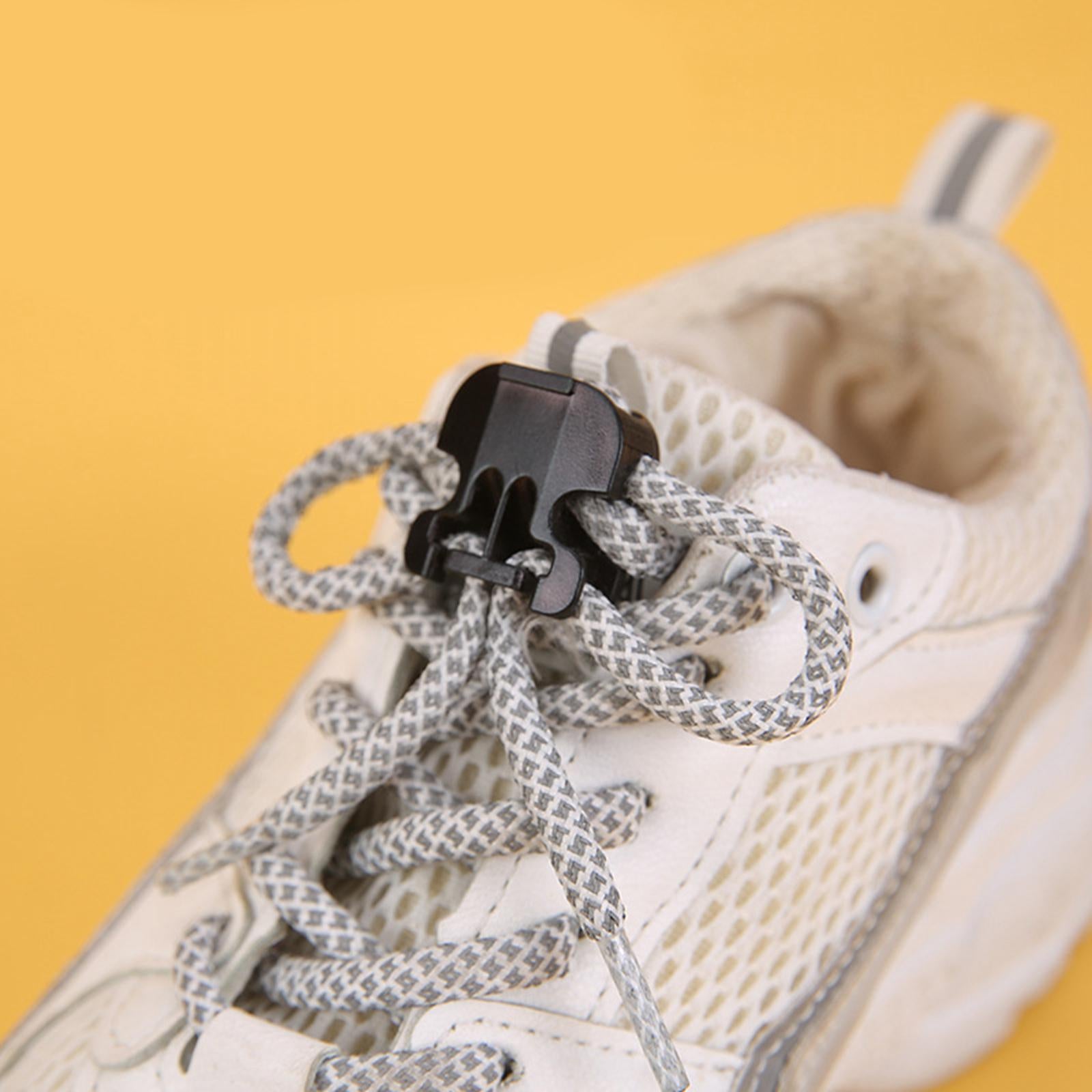 20pcs Quick Shoelace Lock Shoe Strings Cord Buckle Toggle Stopper Black