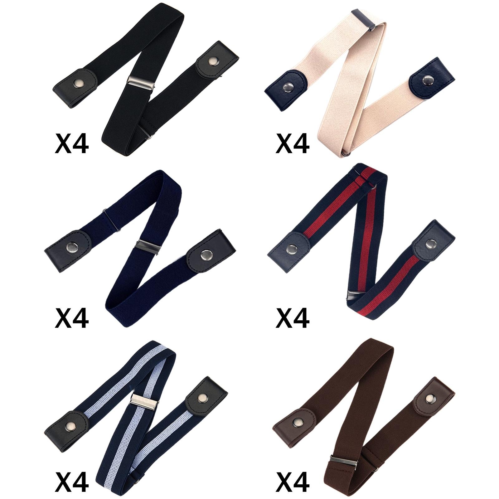 Fashion Adjustable Belts Stretch No Buckle Waistbands Black