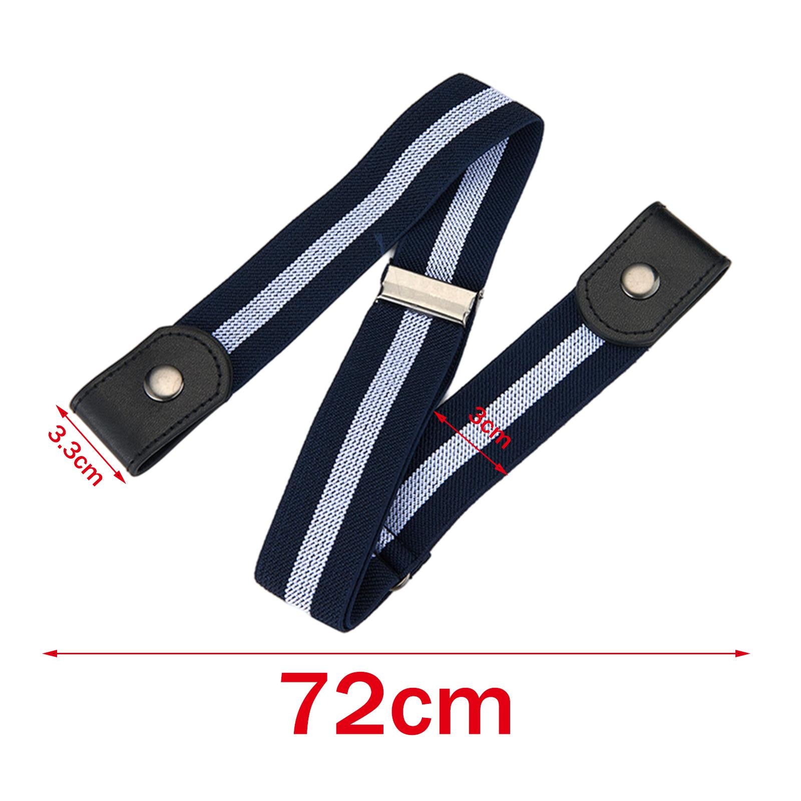 Fashion Adjustable Belts Stretch No Buckle Waistbands Blue White Stripes