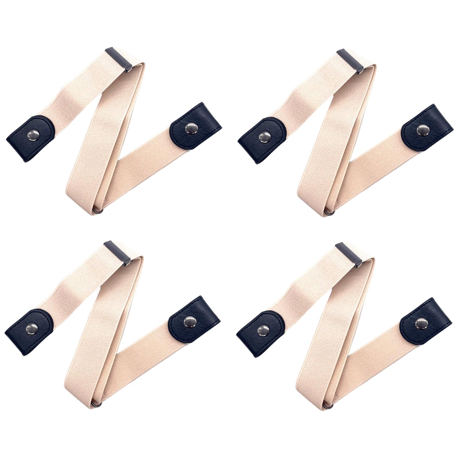 Fashion Adjustable Belts Stretch No Buckle Waistbands Beige