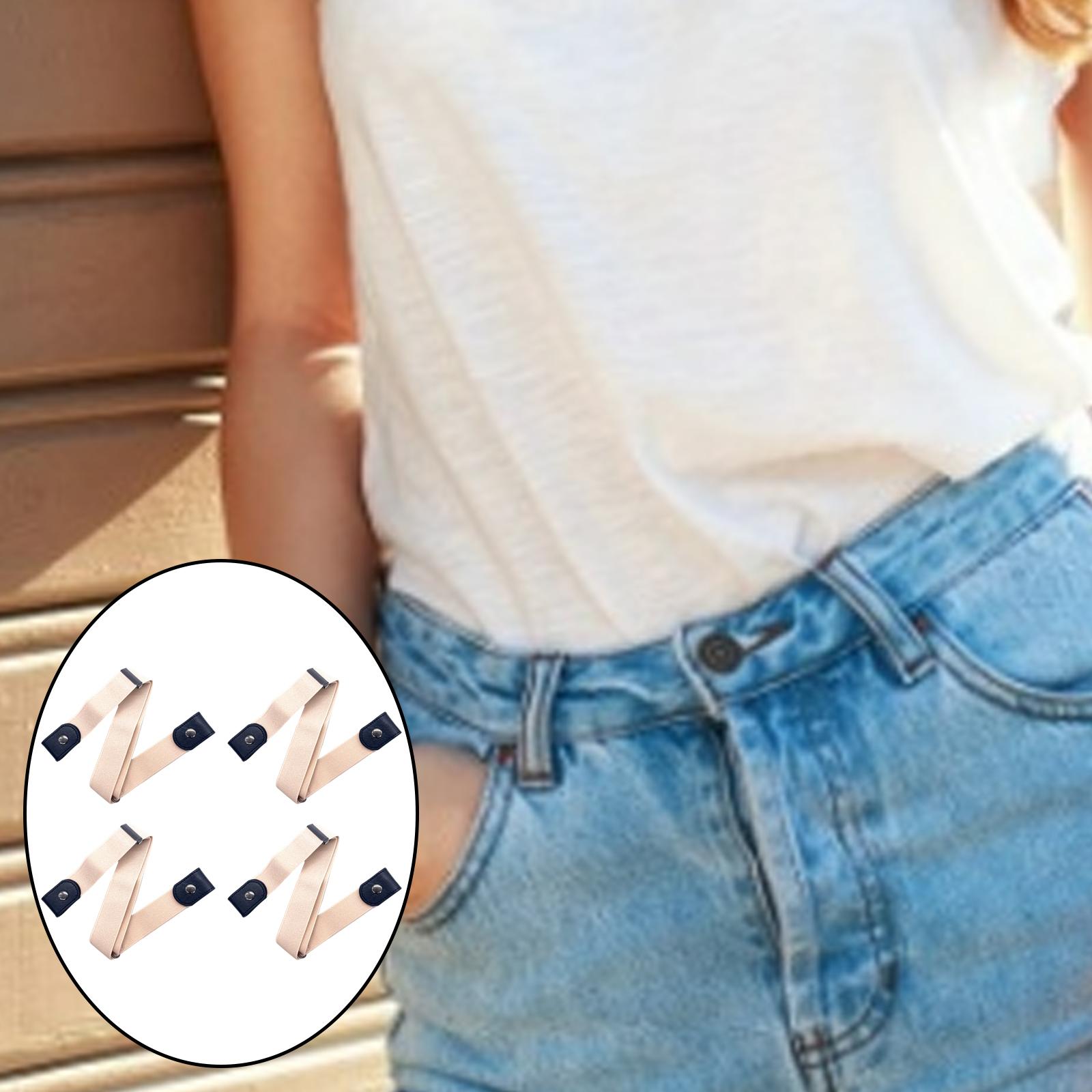 Fashion Adjustable Belts Stretch No Buckle Waistbands Beige