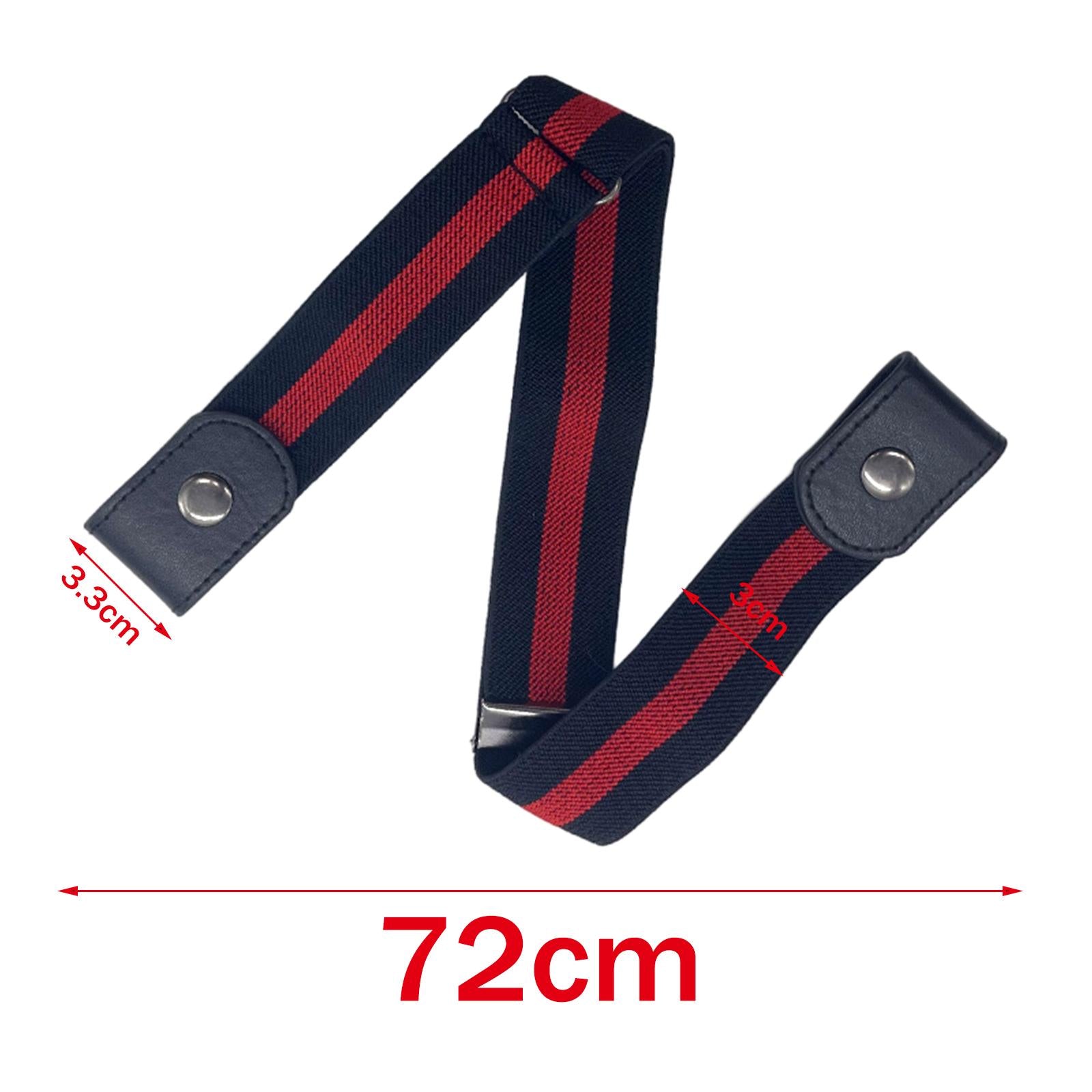 Fashion Adjustable Belts Stretch No Buckle Waistbands Red Black Stripes