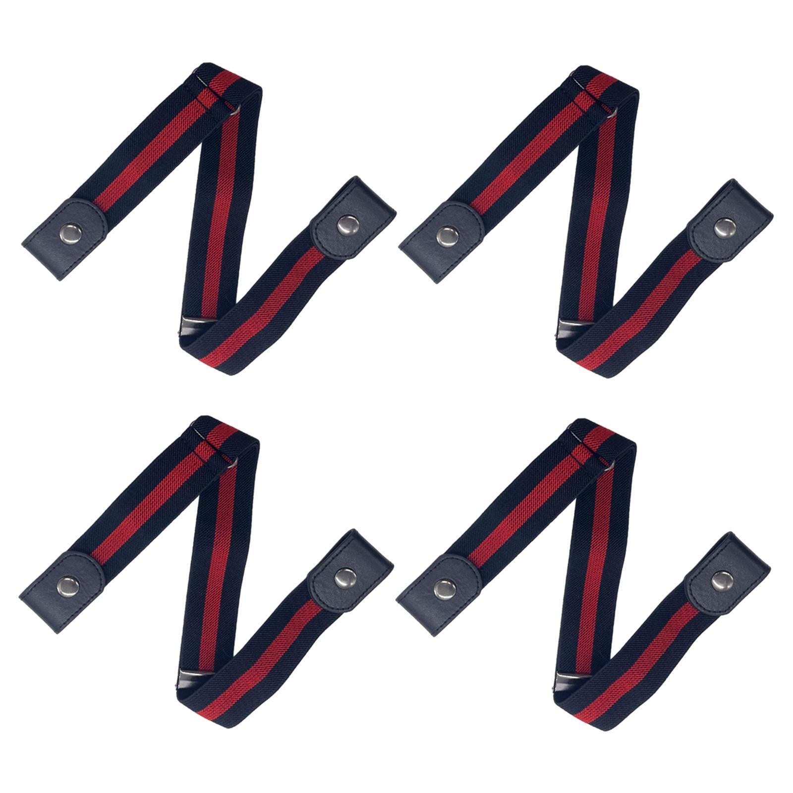 Fashion Adjustable Belts Stretch No Buckle Waistbands Red Black Stripes