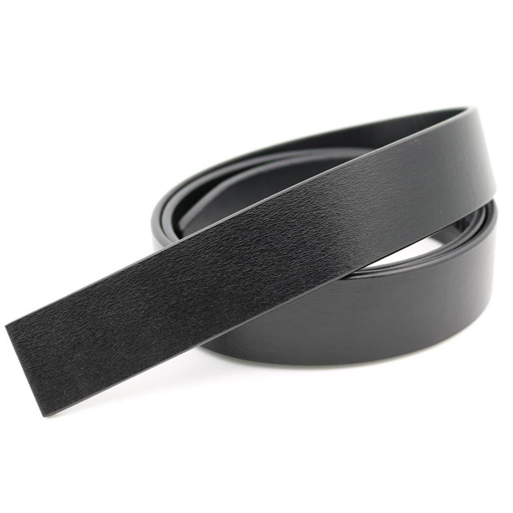 Vintage Leather Strap Automatic Buckle No Buckle Casual Dress Belt for Mens Black