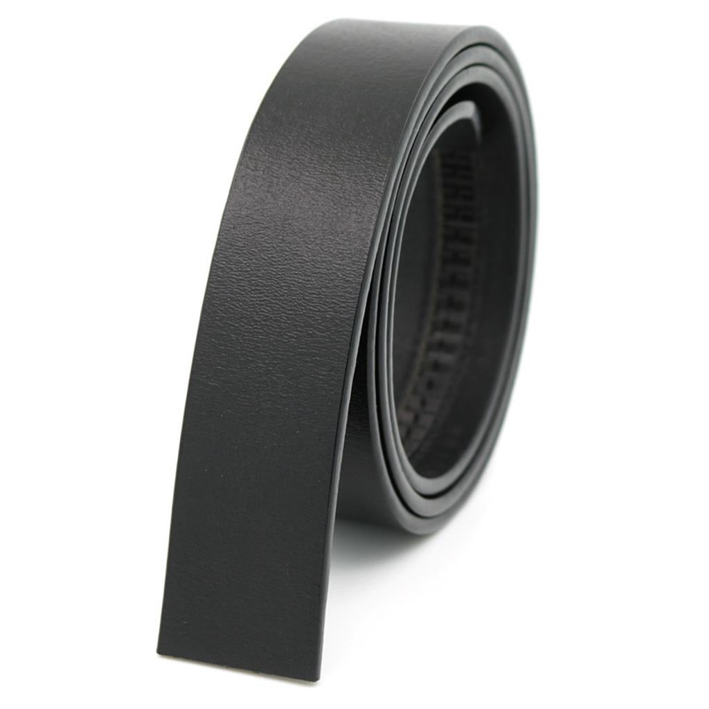 Vintage Leather Strap Automatic Buckle No Buckle Casual Dress Belt for Mens Black