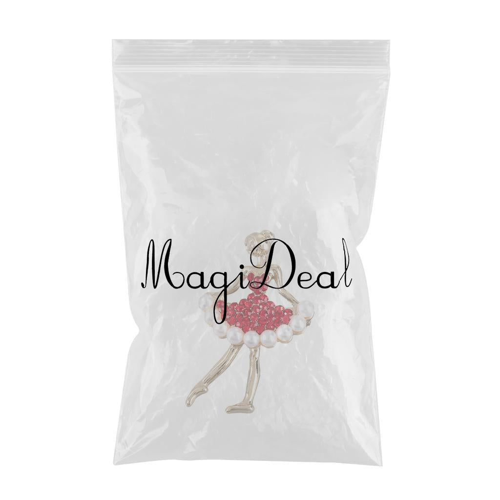 Ballet Dancer Brooches Pearl Alloy Dancer Corsage for Wedding red