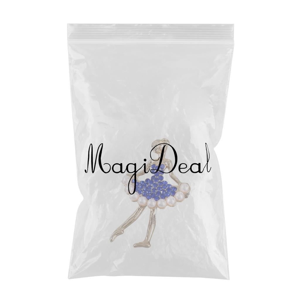 Ballet Dancer Brooches Pearl Alloy Dancer Corsage for Wedding blue