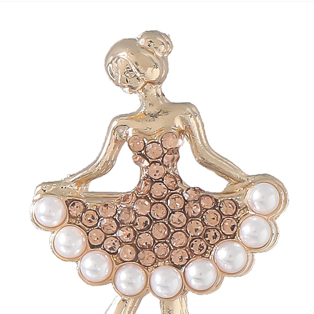 Ballet Dancer Brooches Pearl Alloy Dancer Corsage for Wedding Rose gold