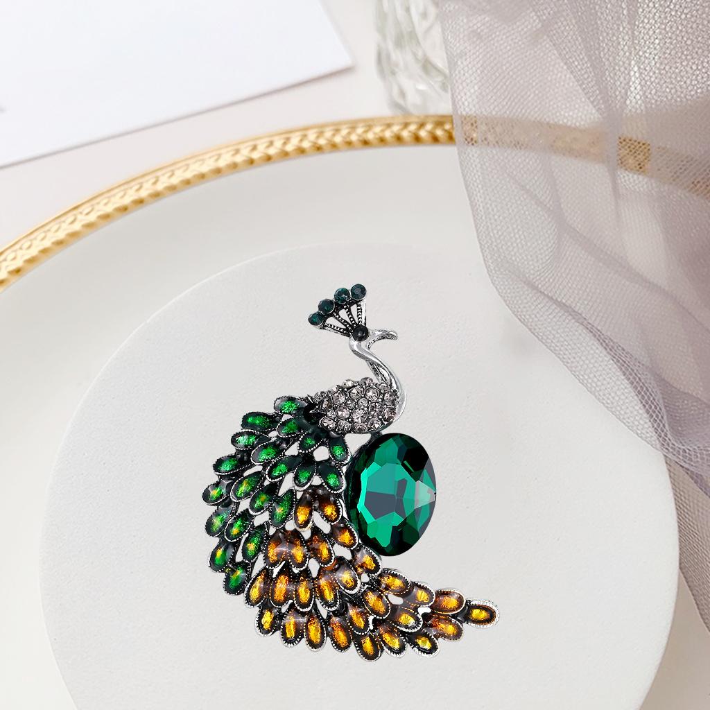 Crystal Peacock Brooch Pins For Women Animal Broches Jewelry Clothes Fashion