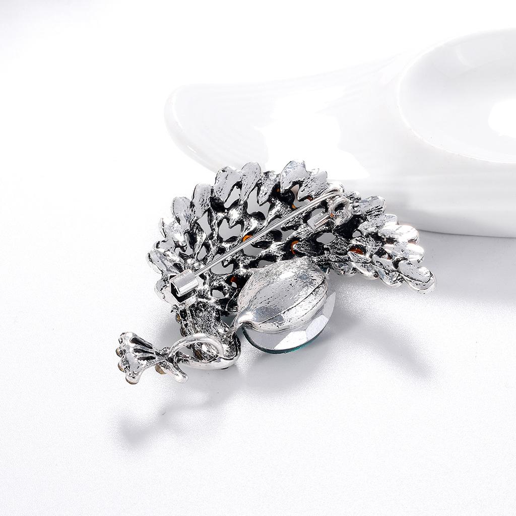 Crystal Peacock Brooch Pins For Women Animal Broches Jewelry Clothes Fashion