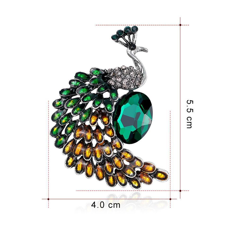 Crystal Peacock Brooch Pins For Women Animal Broches Jewelry Clothes Fashion