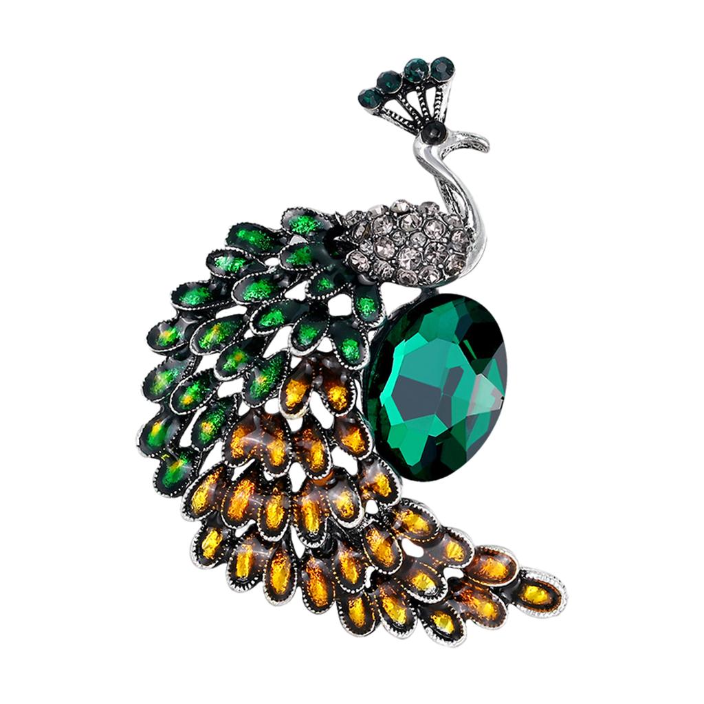 Crystal Peacock Brooch Pins For Women Animal Broches Jewelry Clothes Fashion