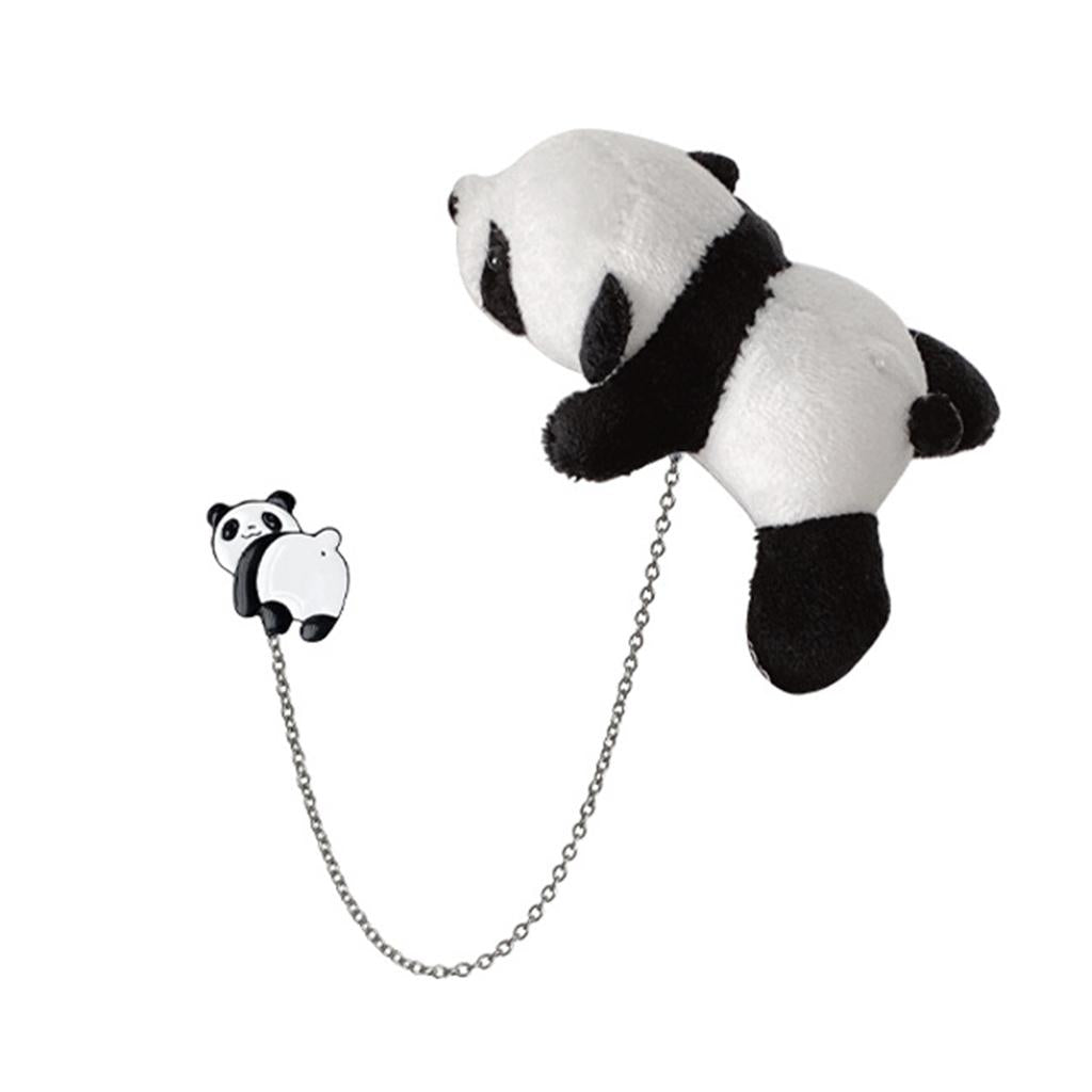 Fluffy Panda Chain Brooch Cartoon Alloy Fashion Wear Alone Pin for Shirts