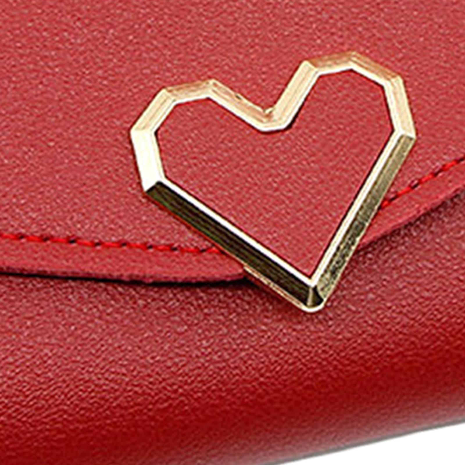 Women Small Wallet Mini Purse Bifold Leather Short Card Holder Handbag Red