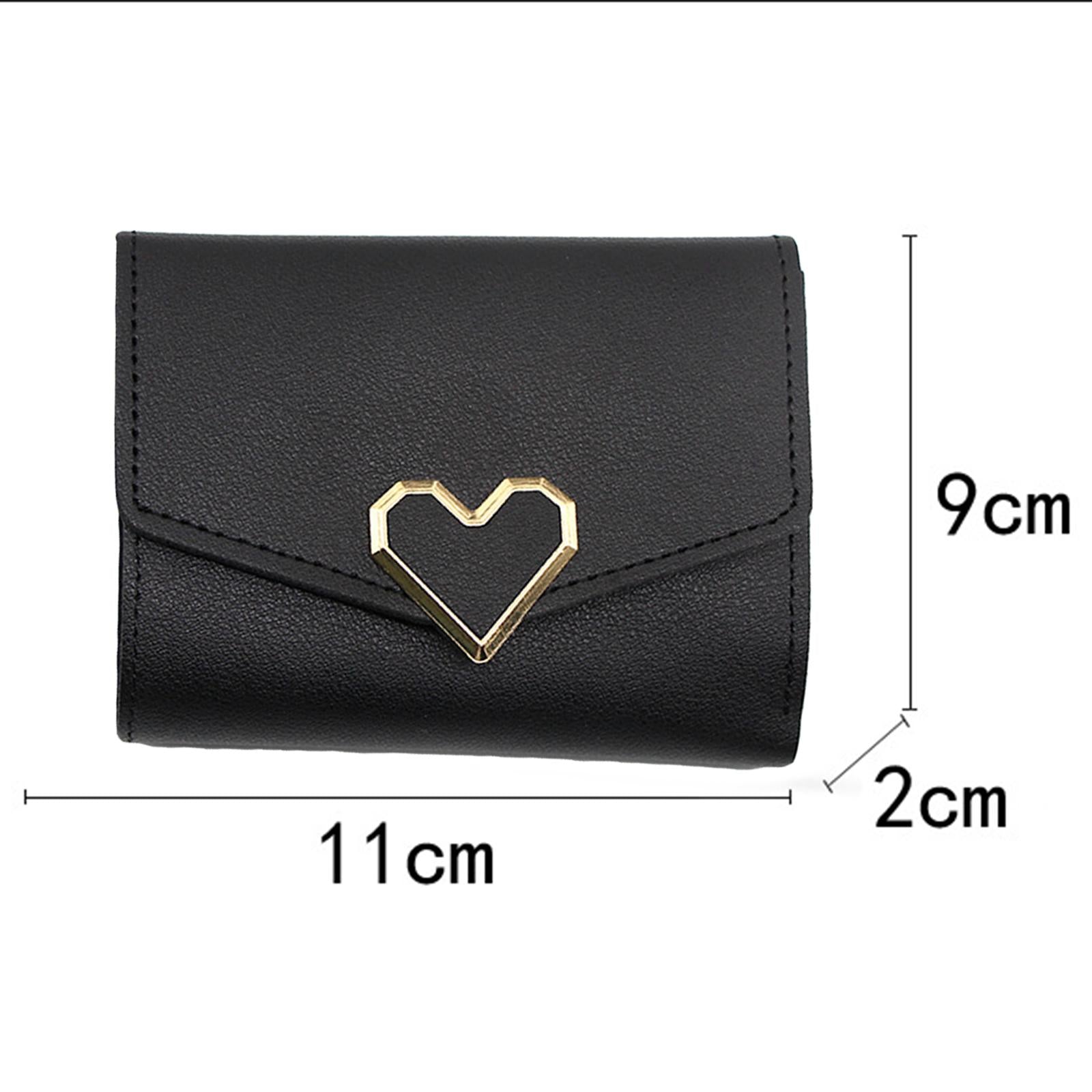 Women Small Wallet Mini Purse Bifold Leather Short Card Holder Handbag Black