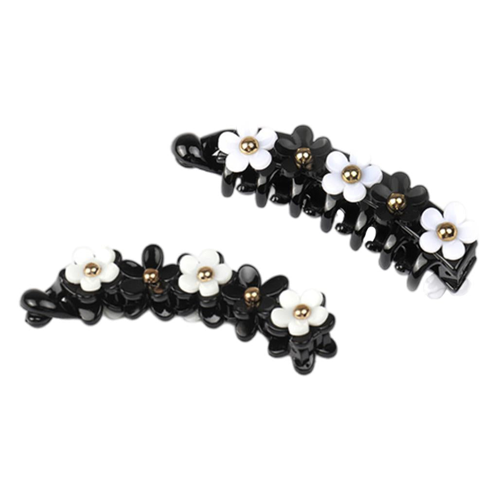 Girls Fashion Black White Petals Hair Clip Duckbill Hairpin Headwear Style 1