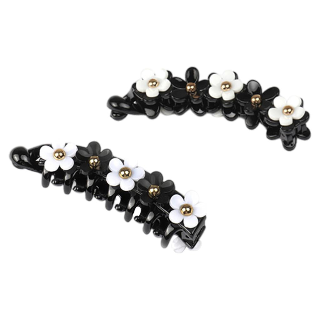 Girls Fashion Black White Petals Hair Clip Duckbill Hairpin Headwear Style 1