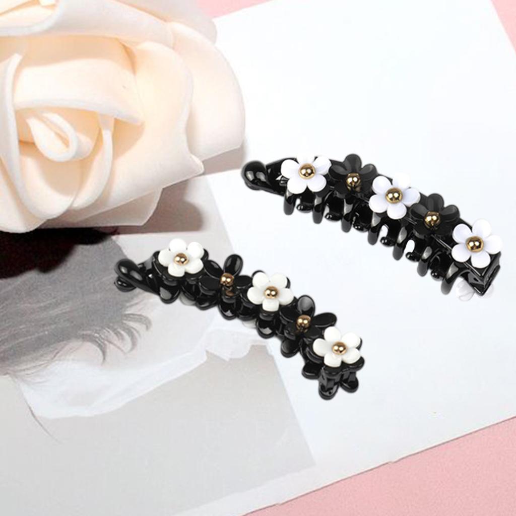 Girls Fashion Black White Petals Hair Clip Duckbill Hairpin Headwear Style 1