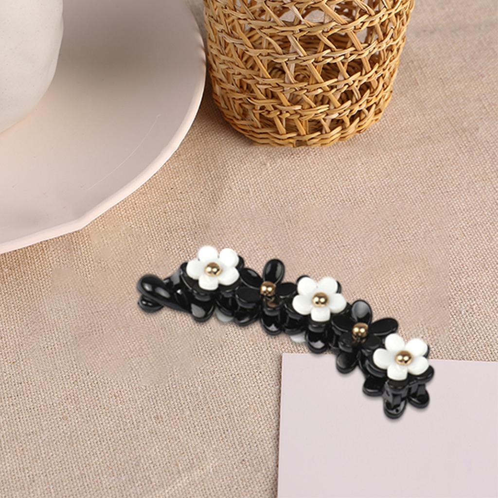 Girls Fashion Black White Petals Hair Clip Duckbill Hairpin Headwear Style 2