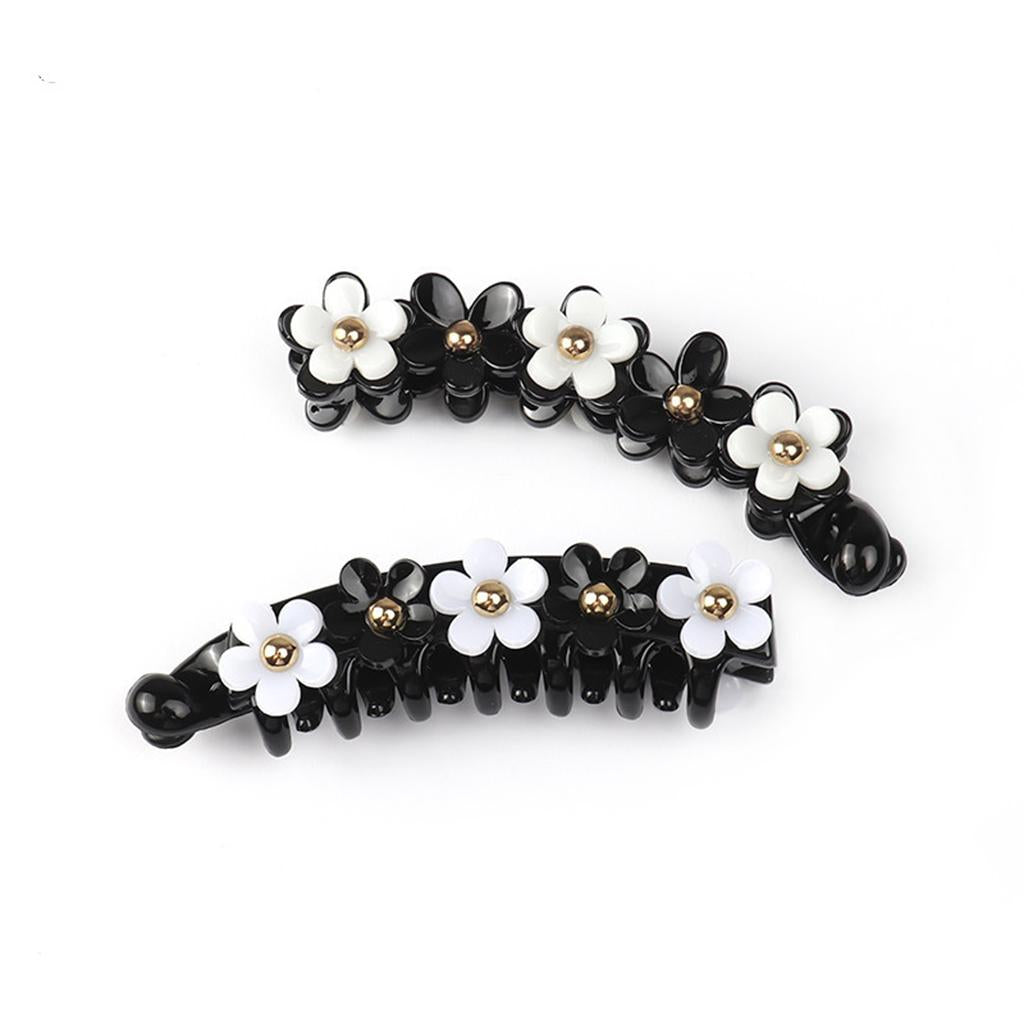 Girls Fashion Black White Petals Hair Clip Duckbill Hairpin Headwear Style 2