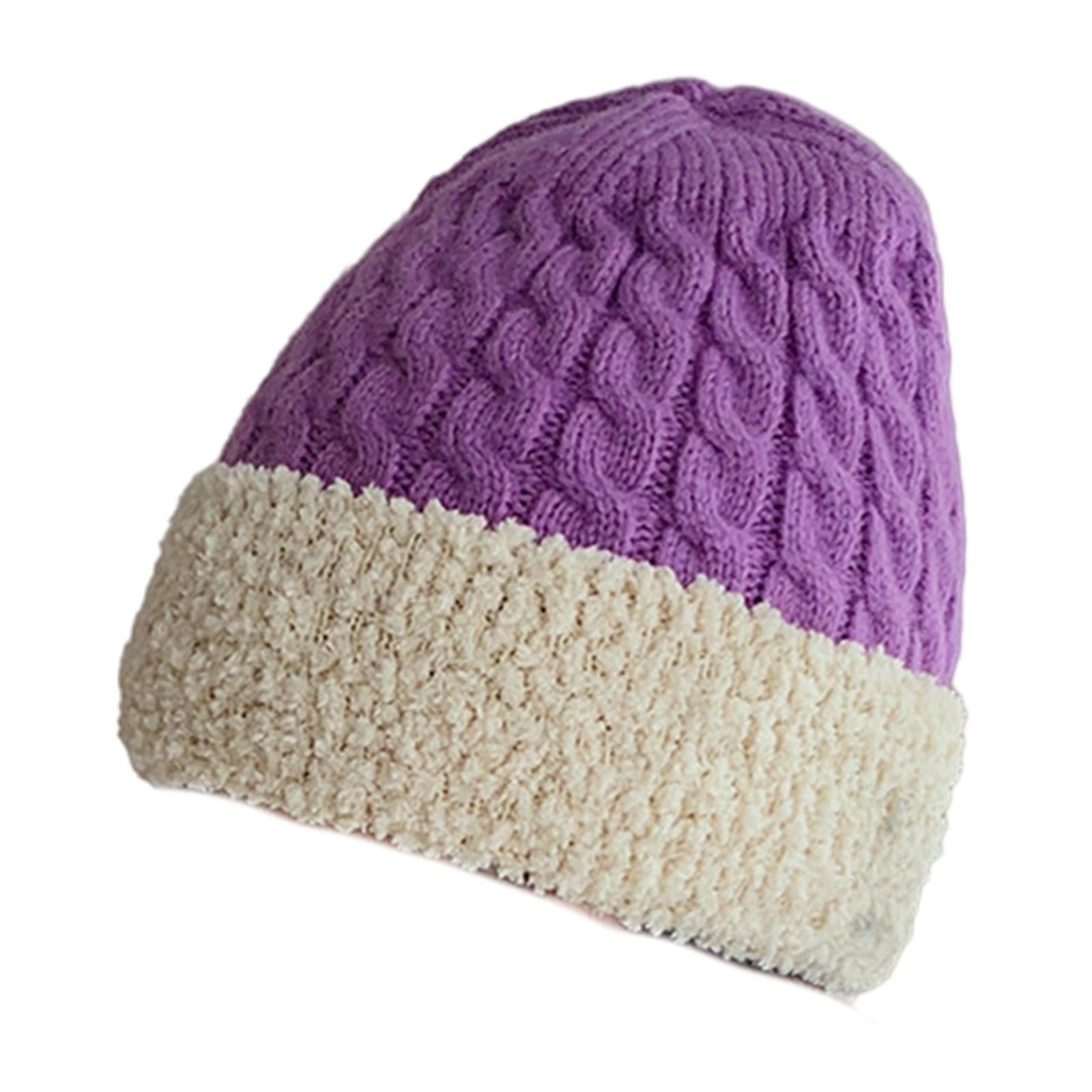 Women Knitted Beanie Winter Fashion Thermal Hats Outdoor Gadget Purple
