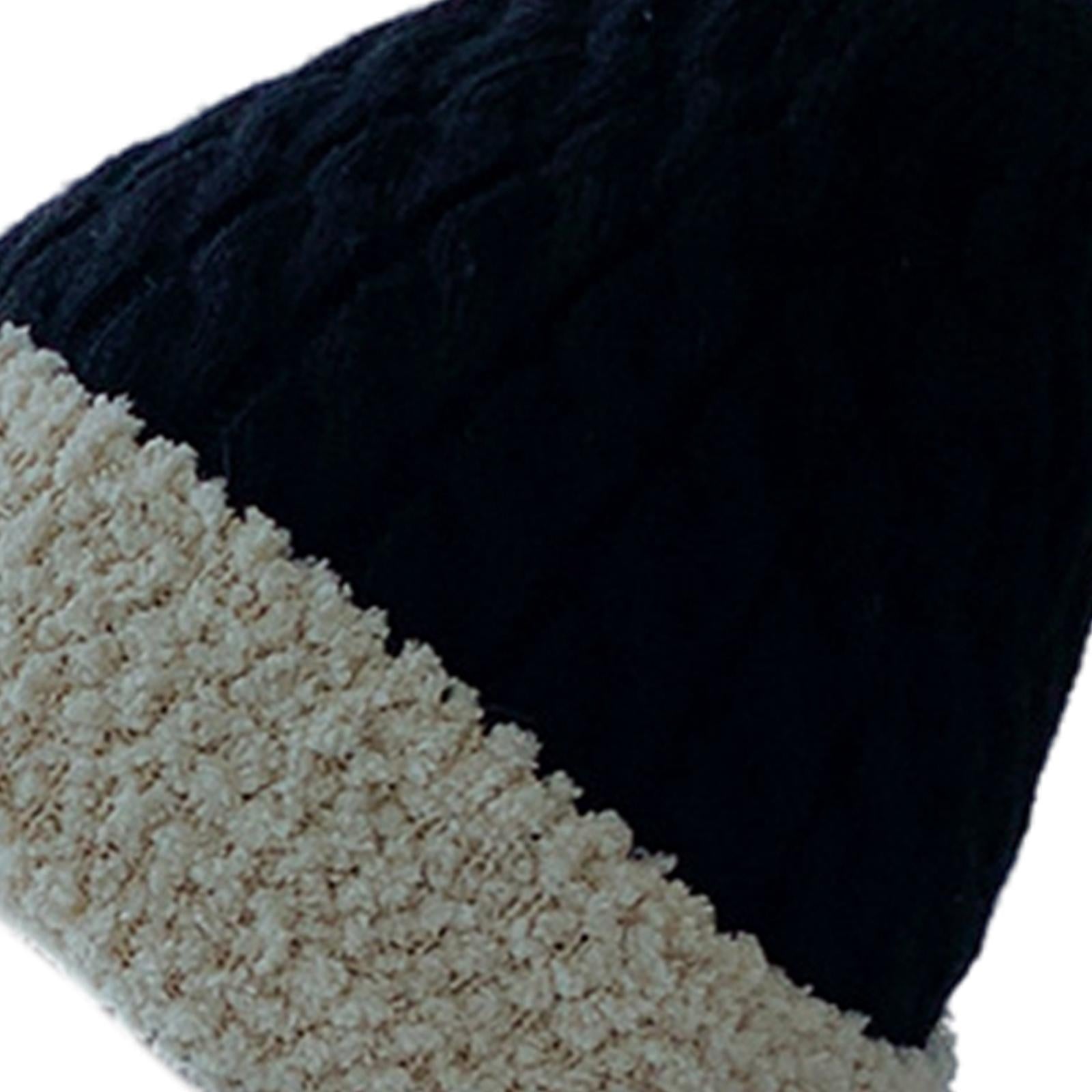 Women Knitted Beanie Winter Fashion Thermal Hats Outdoor Gadget Black