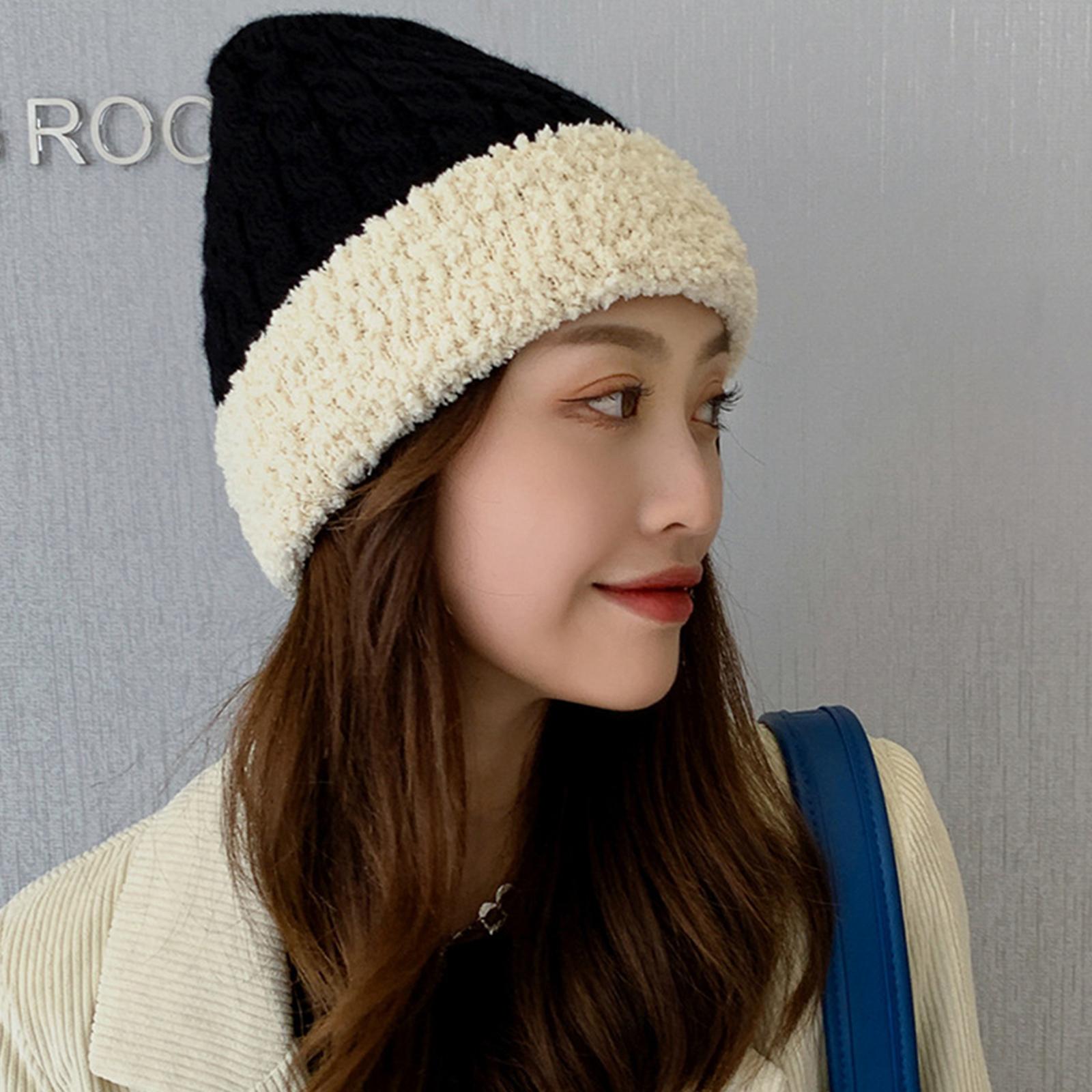 Women Knitted Beanie Winter Fashion Thermal Hats Outdoor Gadget Black