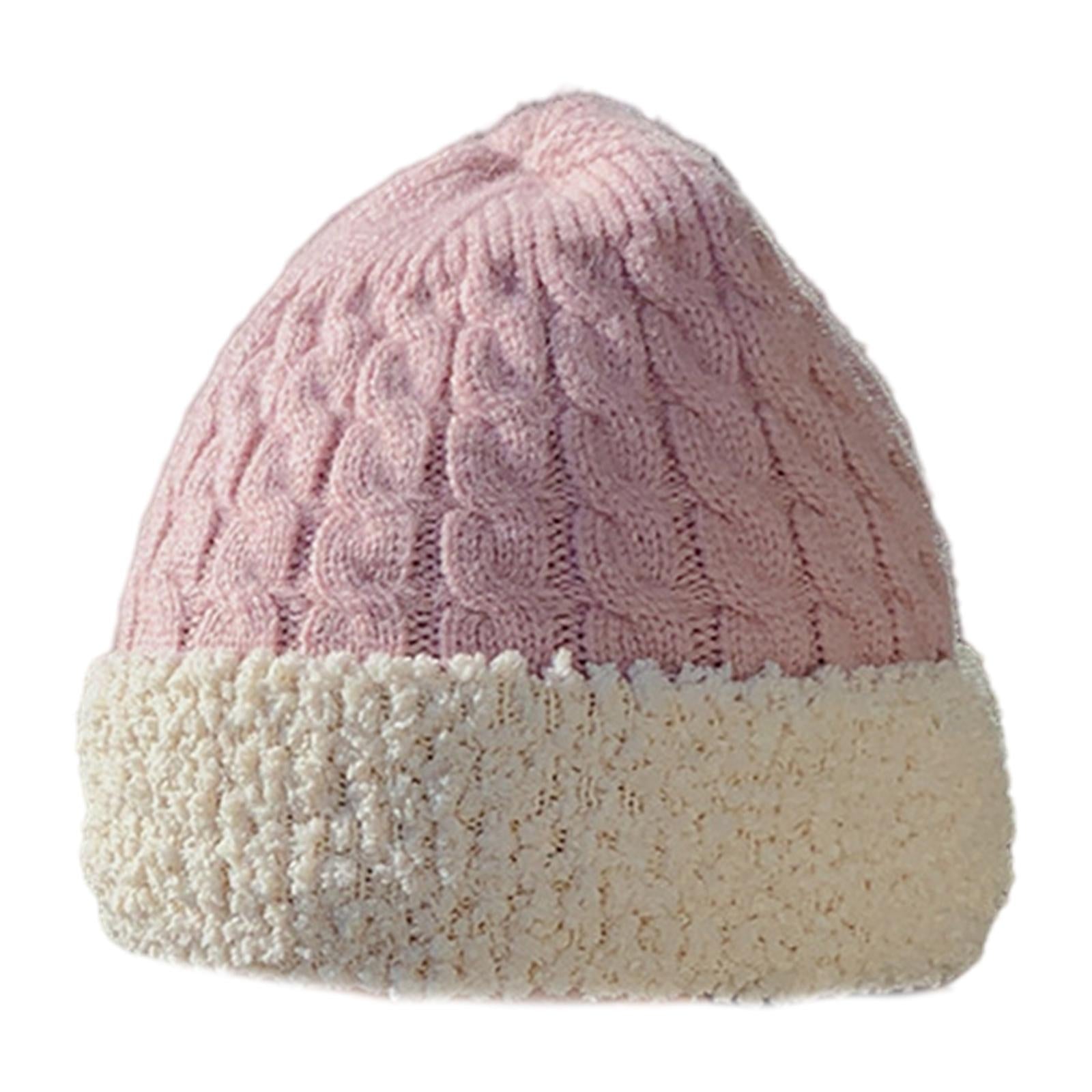 Women Knitted Beanie Winter Fashion Thermal Hats Outdoor Gadget Pink