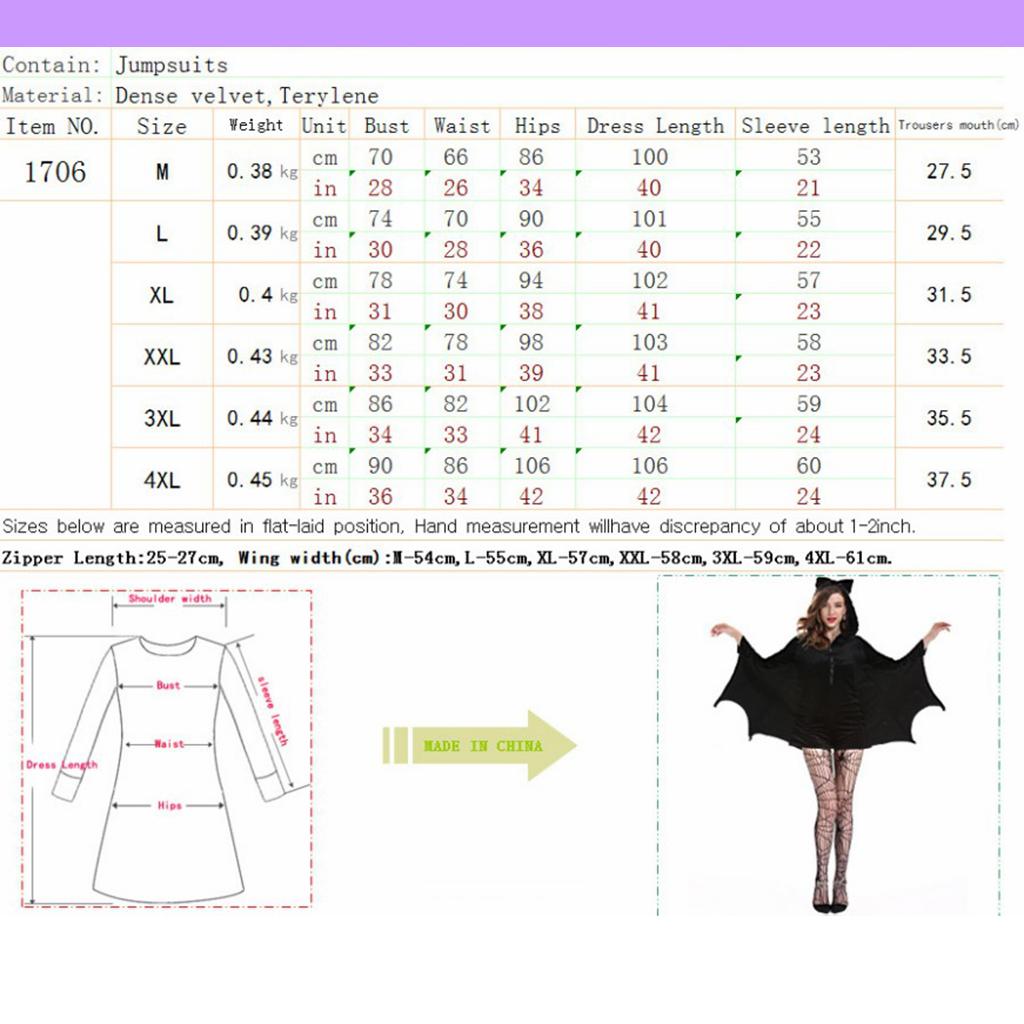 Vampire Bat Wing Black Cape Adult Halloween Womens Fancy Dress Costume L