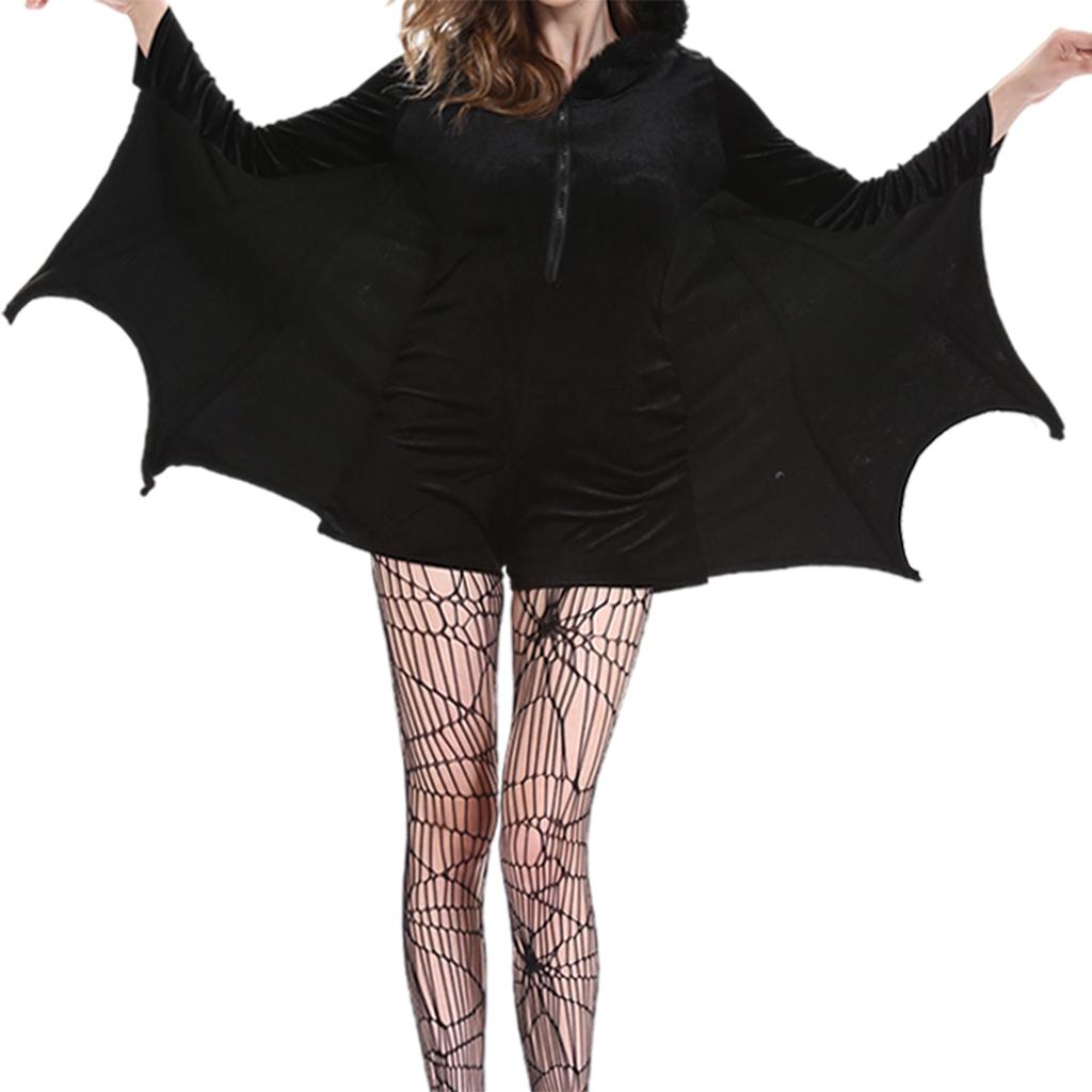 Vampire Bat Wing Black Cape Adult Halloween Womens Fancy Dress Costume XL