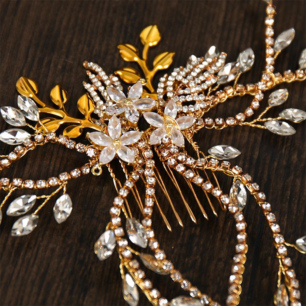 Wedding Bridal Hair Comb Flower Rhinestone Crystal Hair Clip Pins Bridesmaid Golden