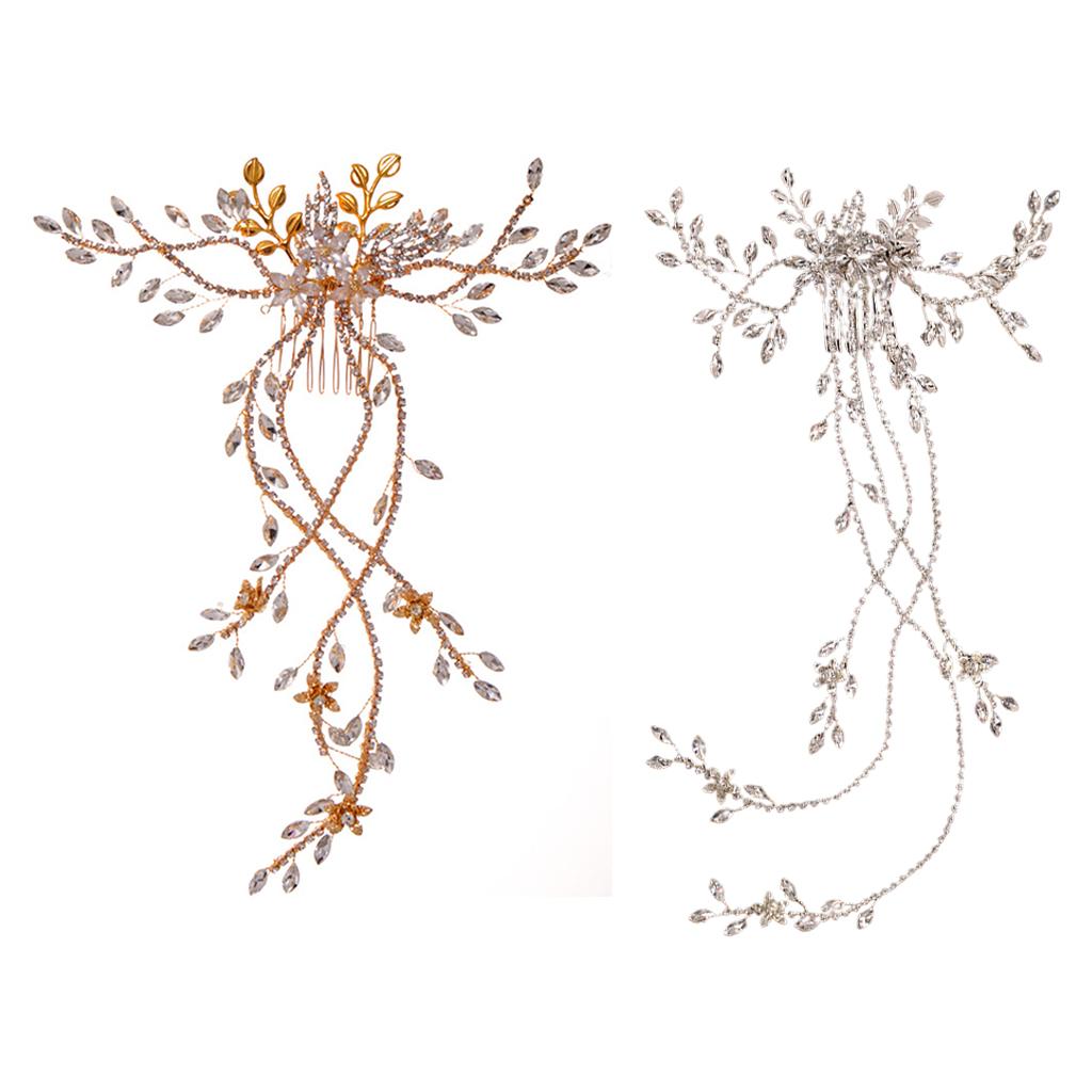 Wedding Bridal Hair Comb Flower Rhinestone Crystal Hair Clip Pins Bridesmaid Golden