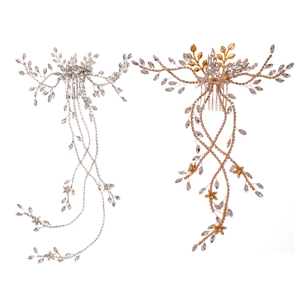 Wedding Bridal Hair Comb Flower Rhinestone Crystal Hair Clip Pins Bridesmaid Golden