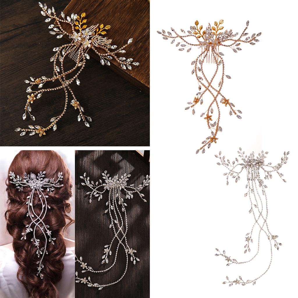 Wedding Bridal Hair Comb Flower Rhinestone Crystal Hair Clip Pins Bridesmaid Golden