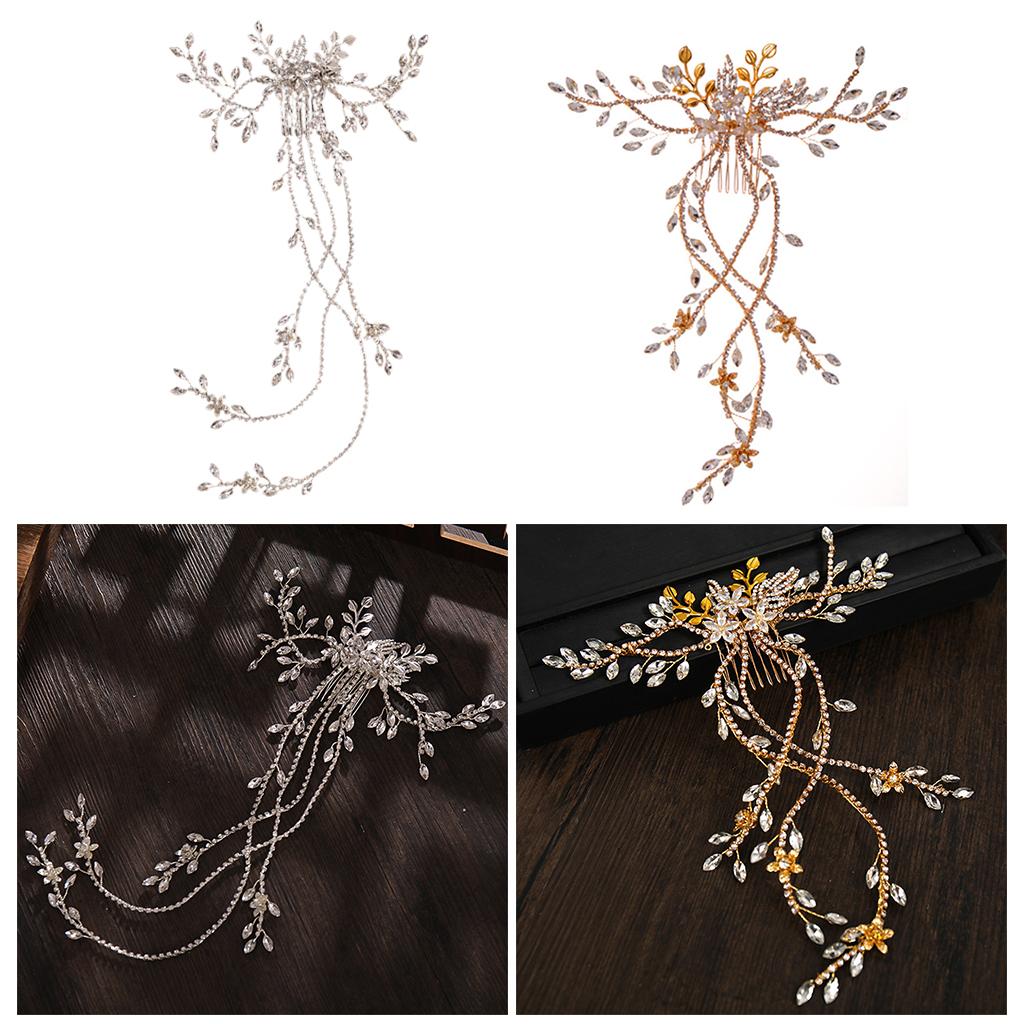 Wedding Bridal Hair Comb Flower Rhinestone Crystal Hair Clip Pins Bridesmaid Golden