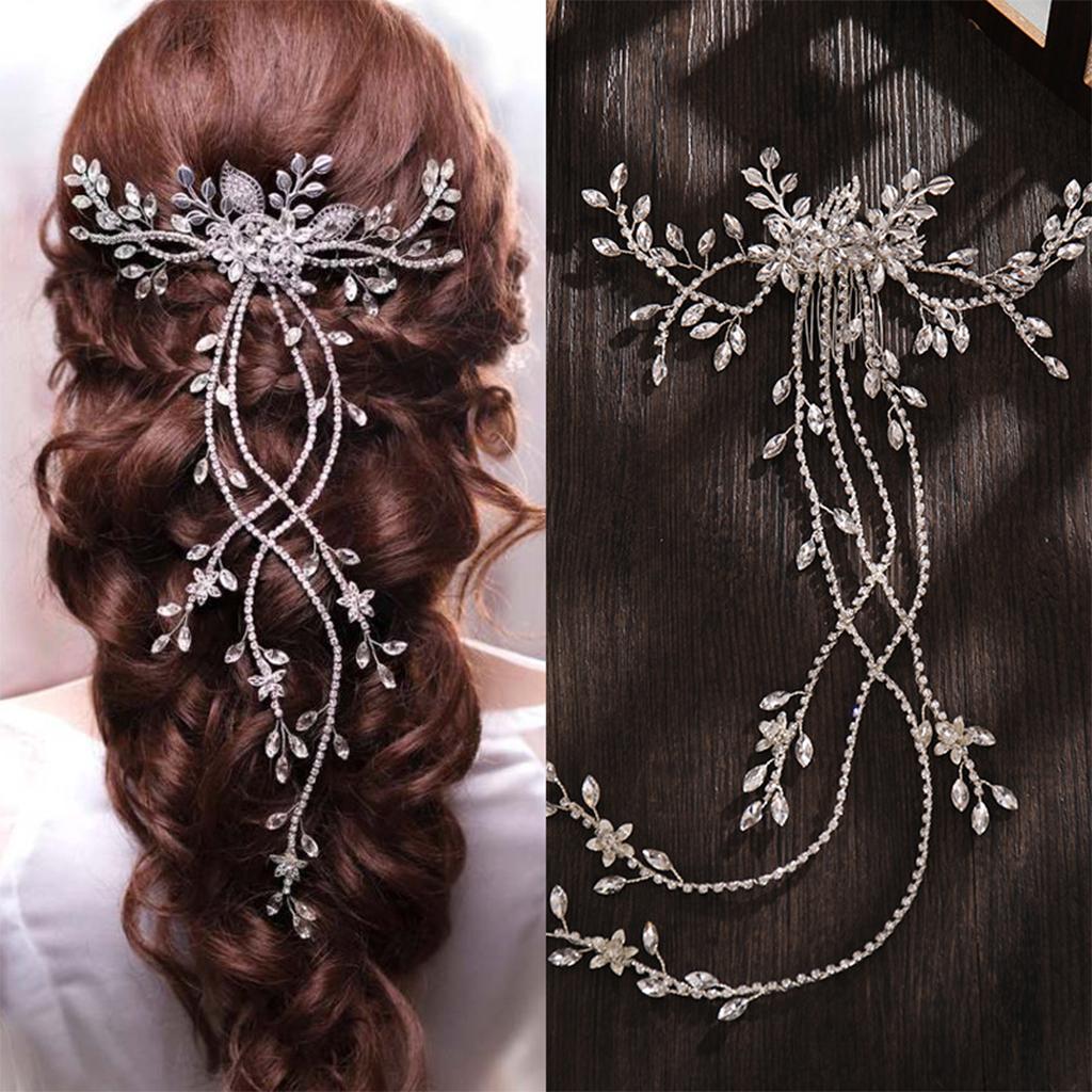 Wedding Bridal Hair Comb Flower Rhinestone Crystal Hair Clip Pins Bridesmaid Silver