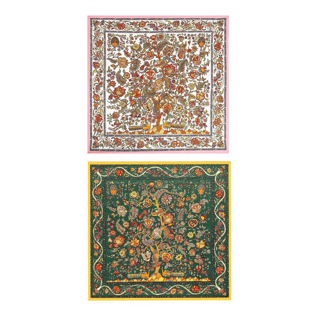 Square Scarf Flower Floral Scarf Bundle for Sleeping Wrap Headdress Green