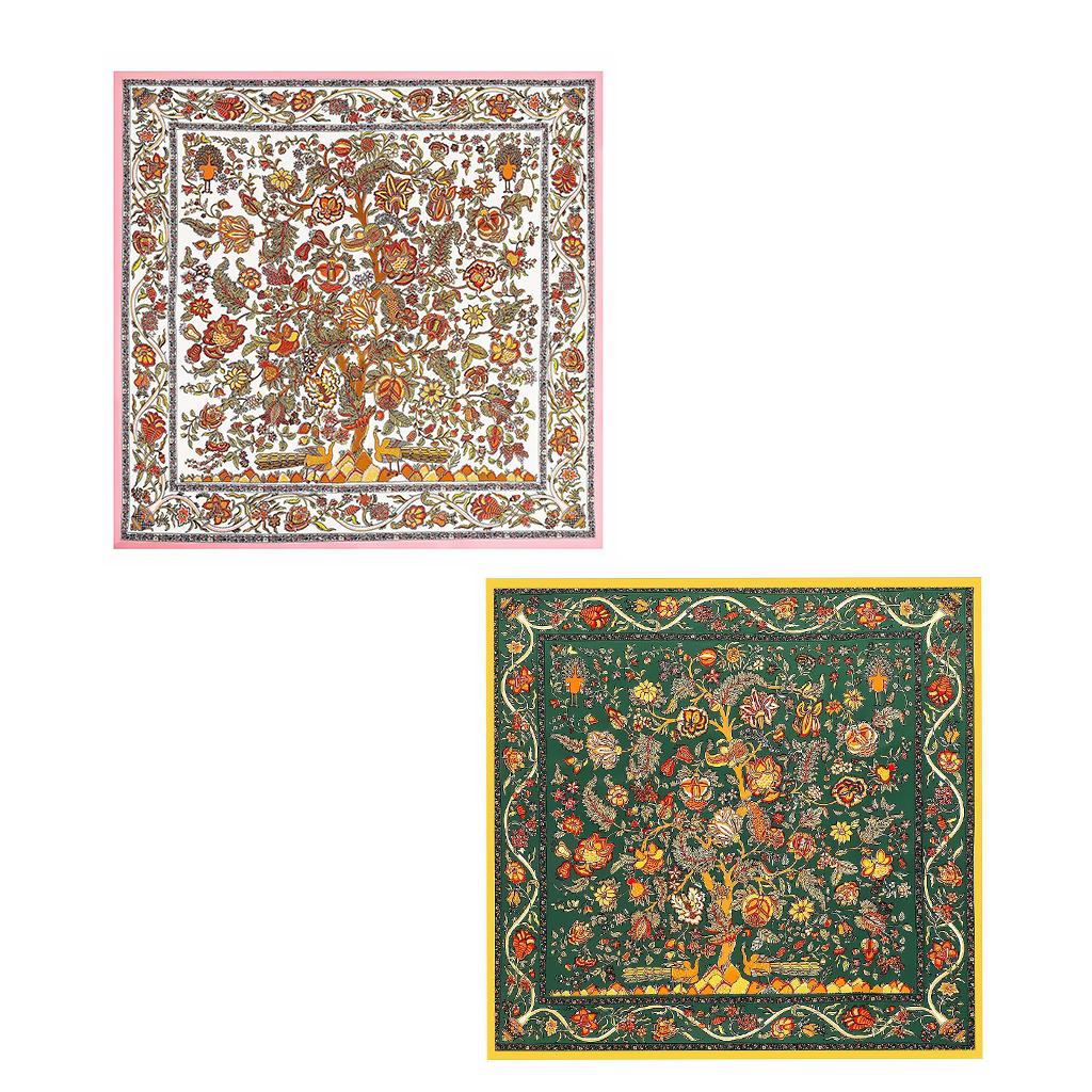 Square Scarf Flower Floral Scarf Bundle for Sleeping Wrap Headdress Green