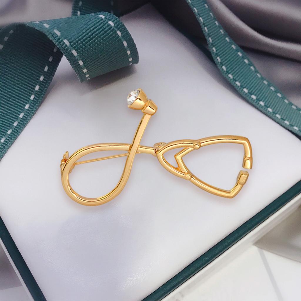 Stethoscopes Brooches Women Men Students Jewelry Brooch Pin Gift Gold