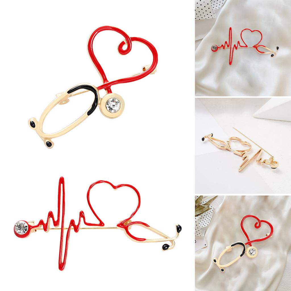Brooch Pin Heart Sahped Medicine Jewellery Nursing Pins for Lapel Women Style 1