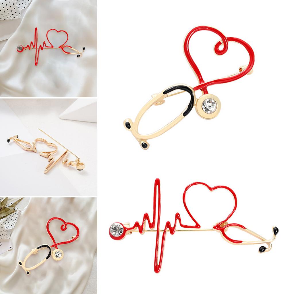 Brooch Pin Heart Sahped Medicine Jewellery Nursing Pins for Lapel Women Style 1