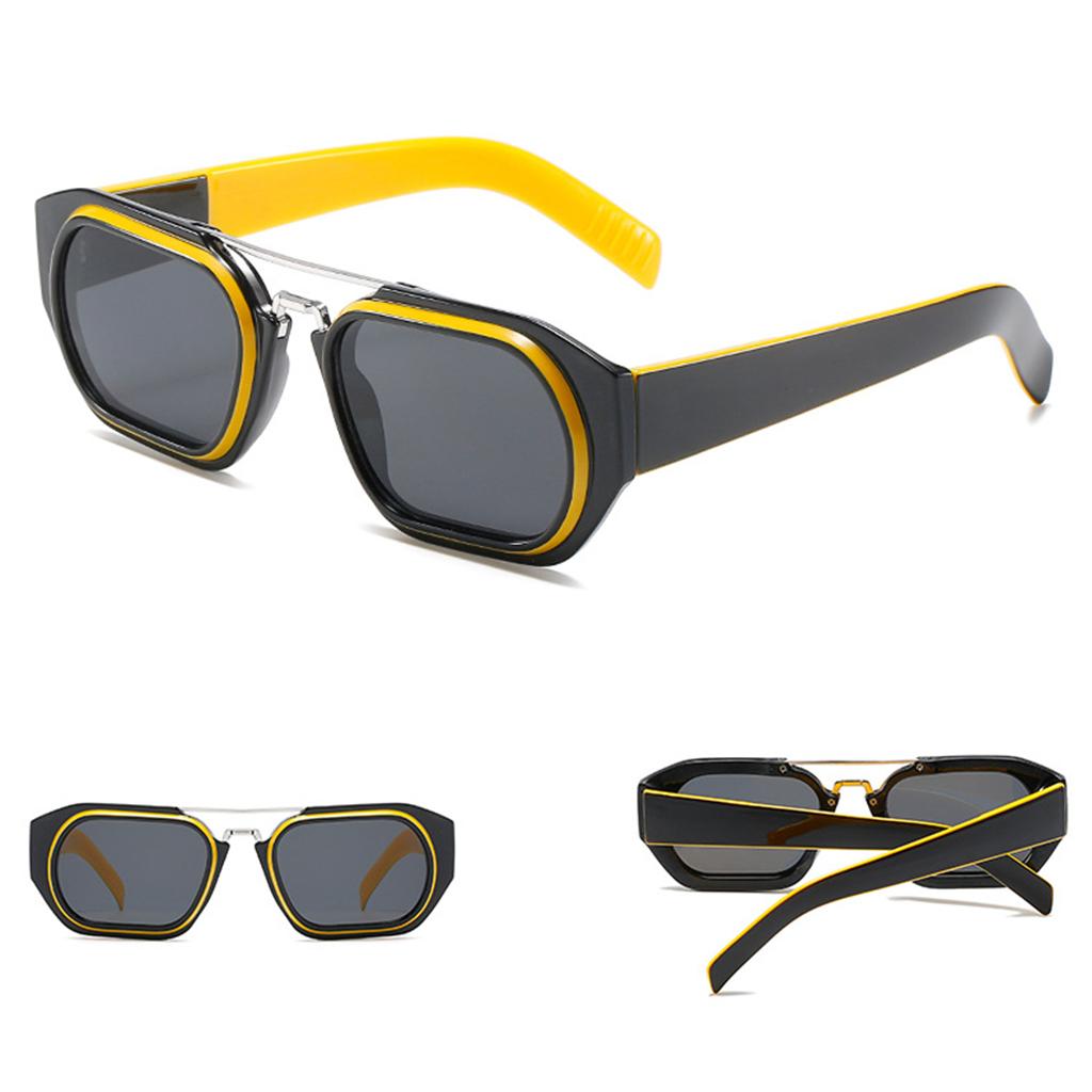 Trendy Retro Style Square Sun Glasses Party Props UV400 Glasses Black Yellow