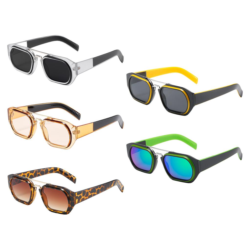 Trendy Retro Style Square Sun Glasses Party Props UV400 Glasses Black Yellow