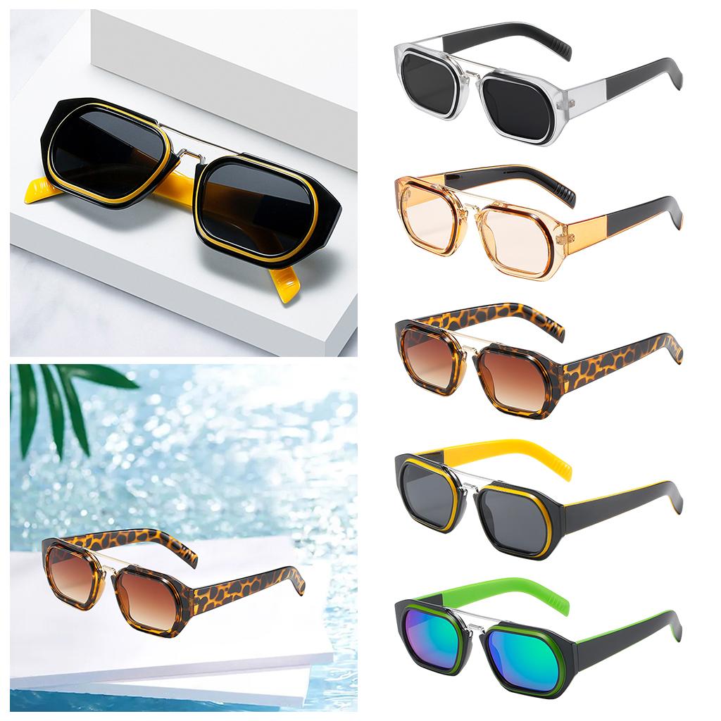 Trendy Retro Style Square Sun Glasses Party Props UV400 Glasses Black Yellow