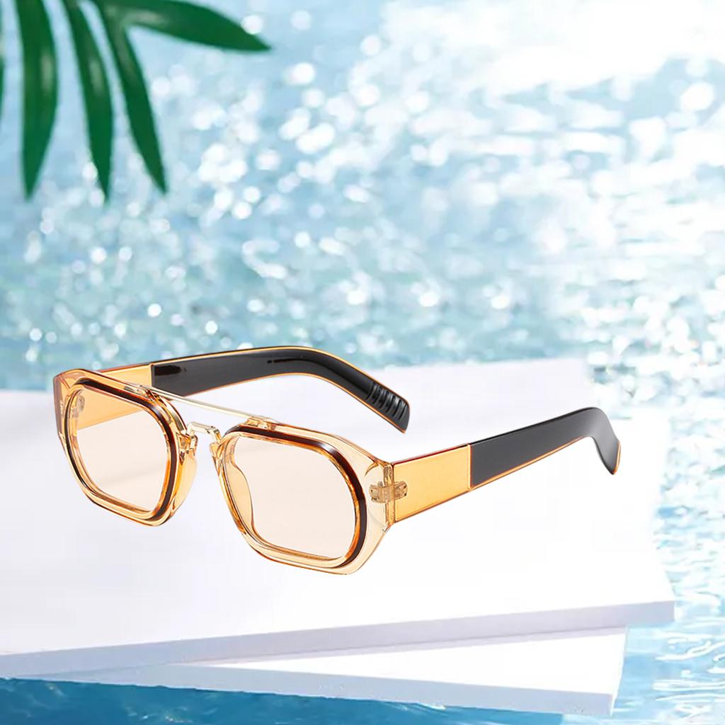 Trendy Retro Style Square Sun Glasses Party Props UV400 Glasses Black Tawny